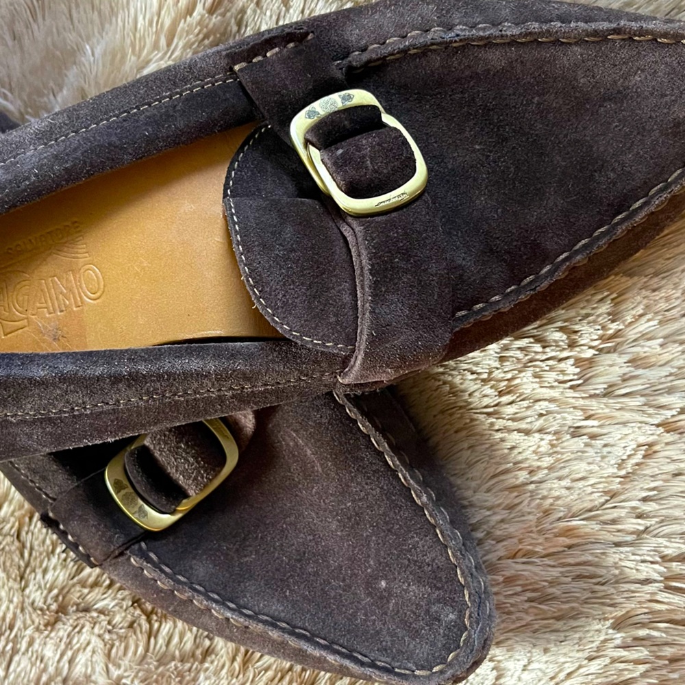 Salvatore Ferragamo Brown suede flats 9.5 women shoes made in Italy